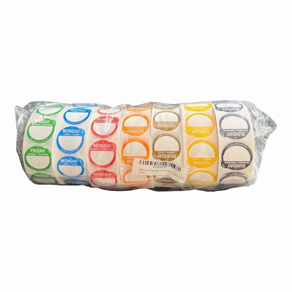 Date Dots Days of the Week Stickers Removable Food Labels Peel 7000 Pcs 1 Inch